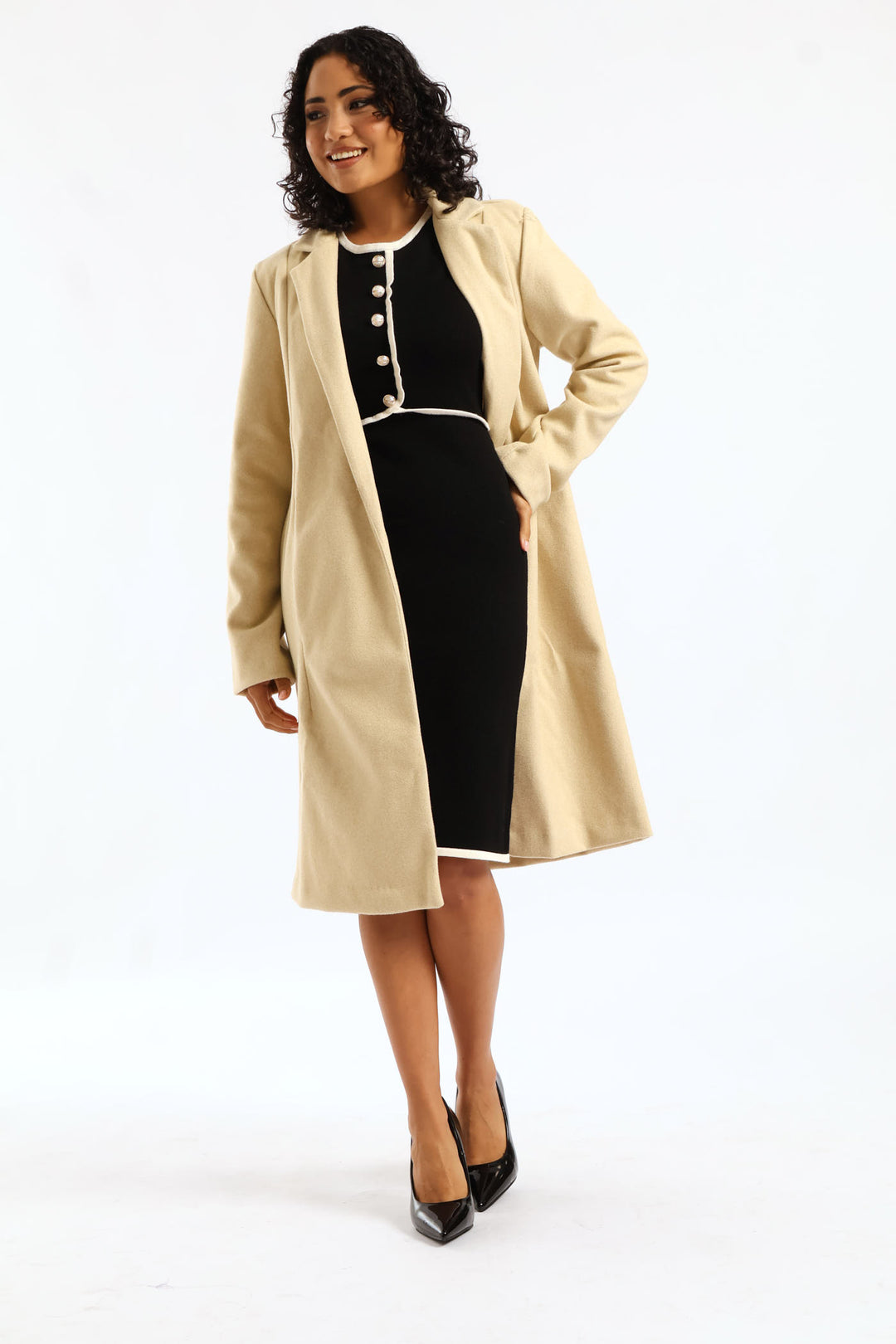 Basic Panelled Pocket Coat - Oatmeal