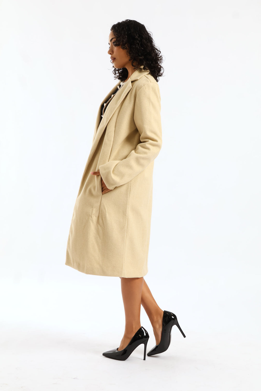 Basic Panelled Pocket Coat - Oatmeal