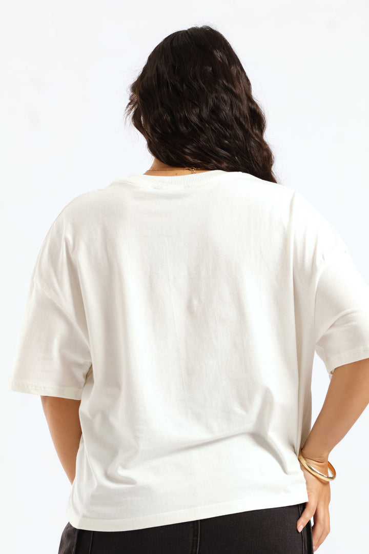 Boxy Ride Over Sized Tee - White