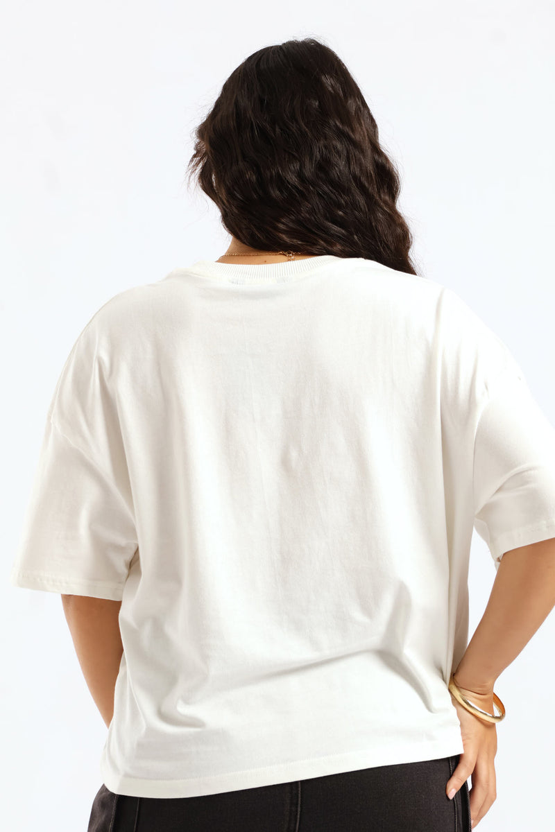 Boxy Ride Over Sized Tee - White