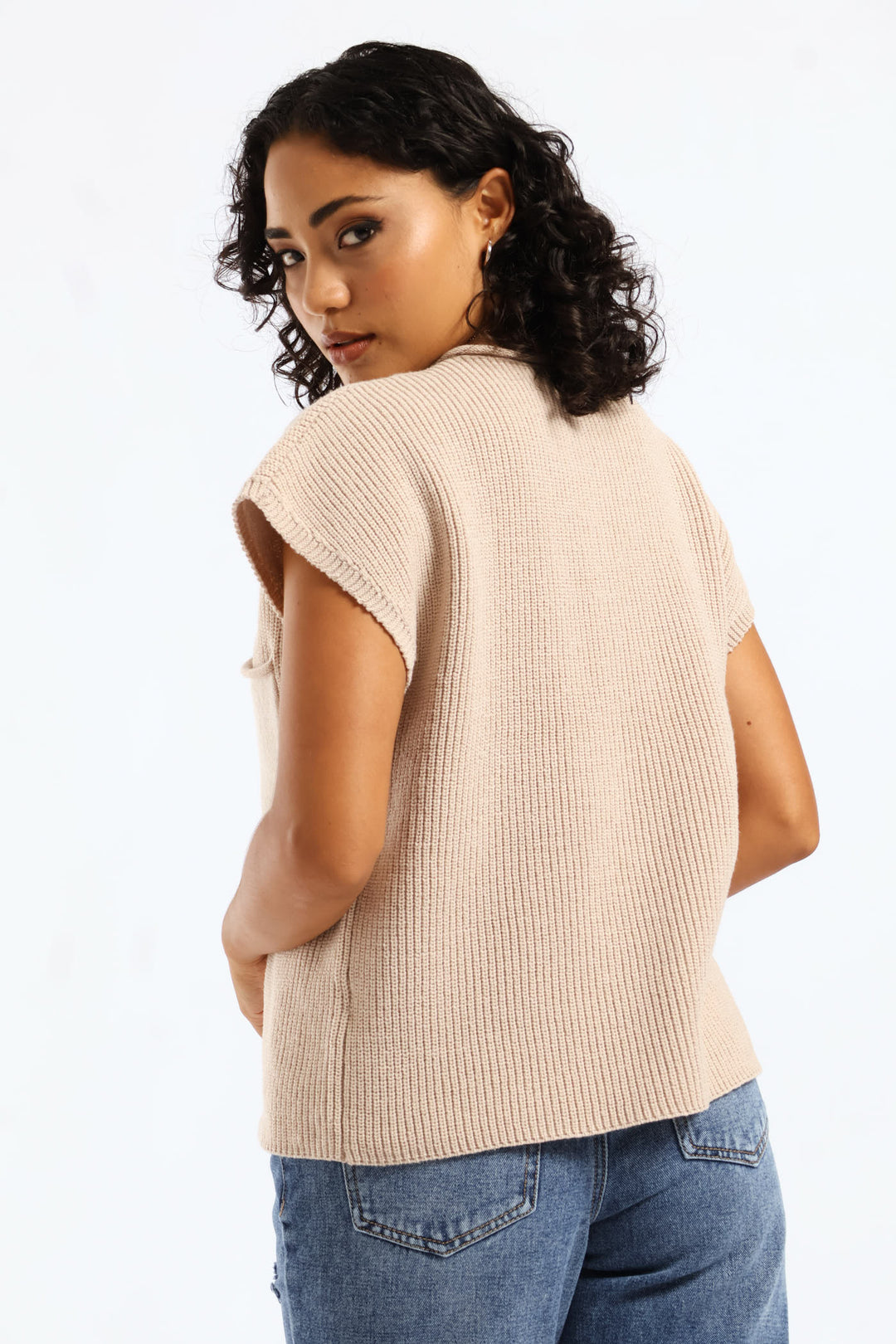 One Pocket Knitwear Top - Cement