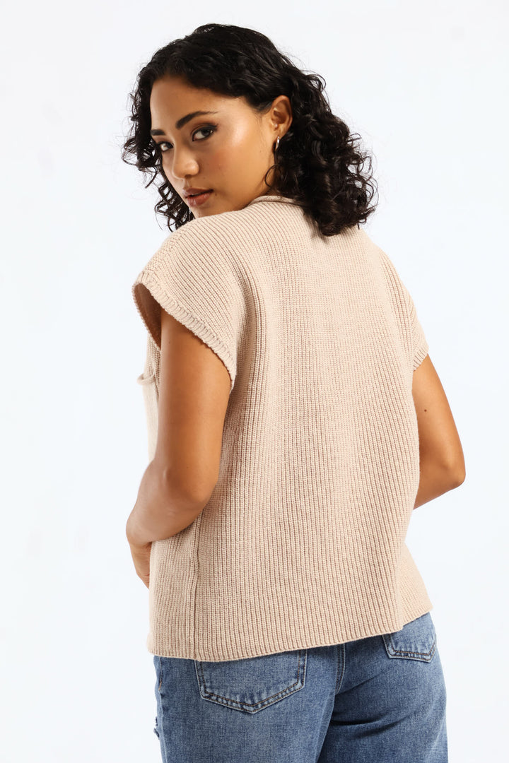 One Pocket Knitwear Top - Cement