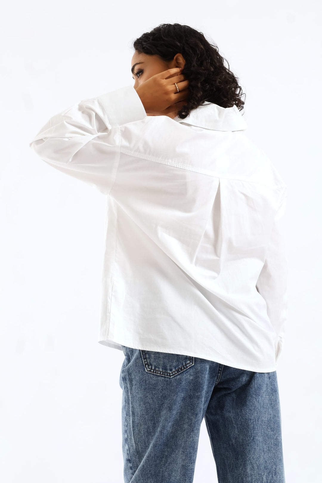 Half Placket Cutaway Popover Poplin Shirt - White