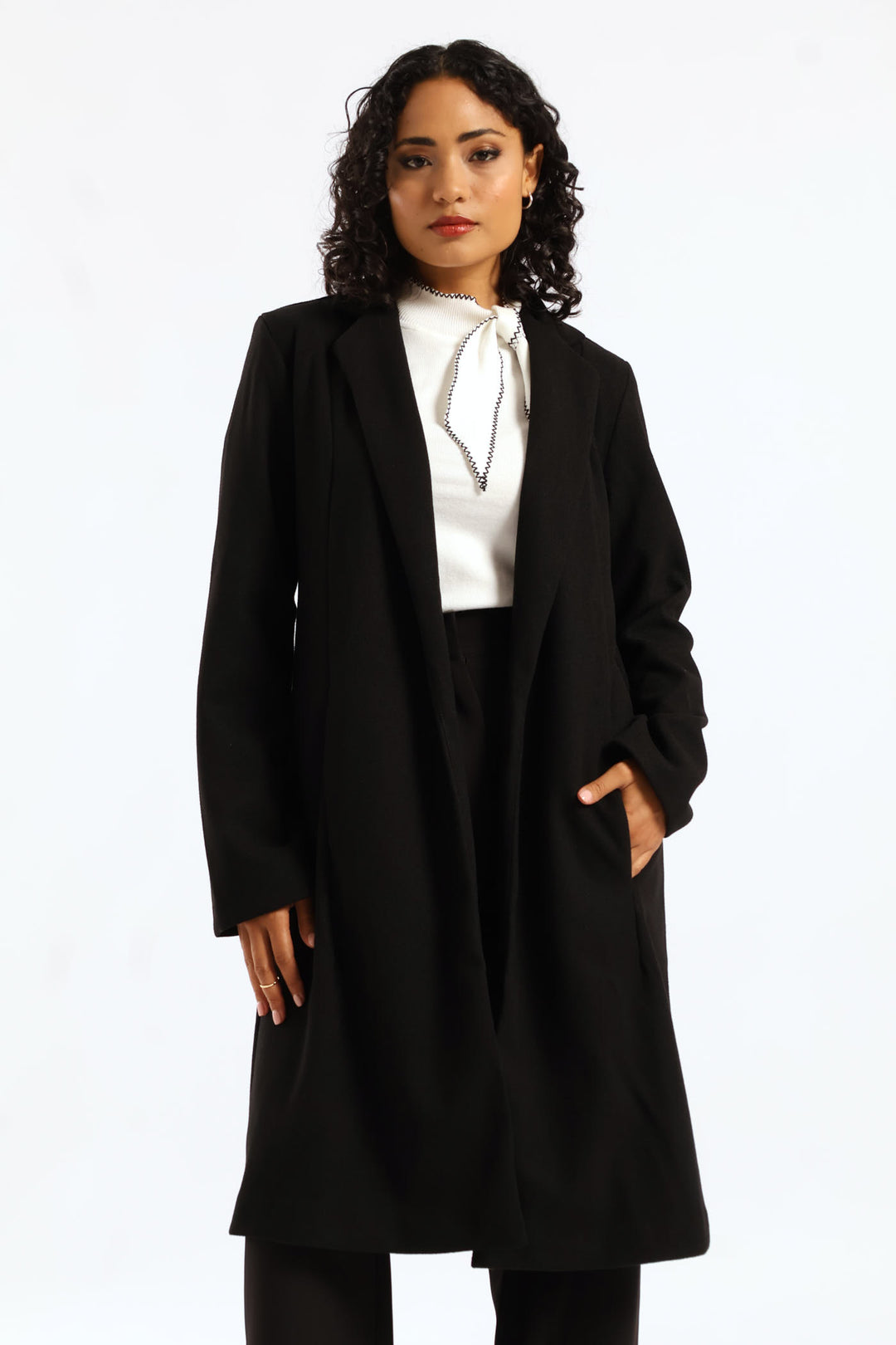 Basic Panelled Pocket Coat - Black