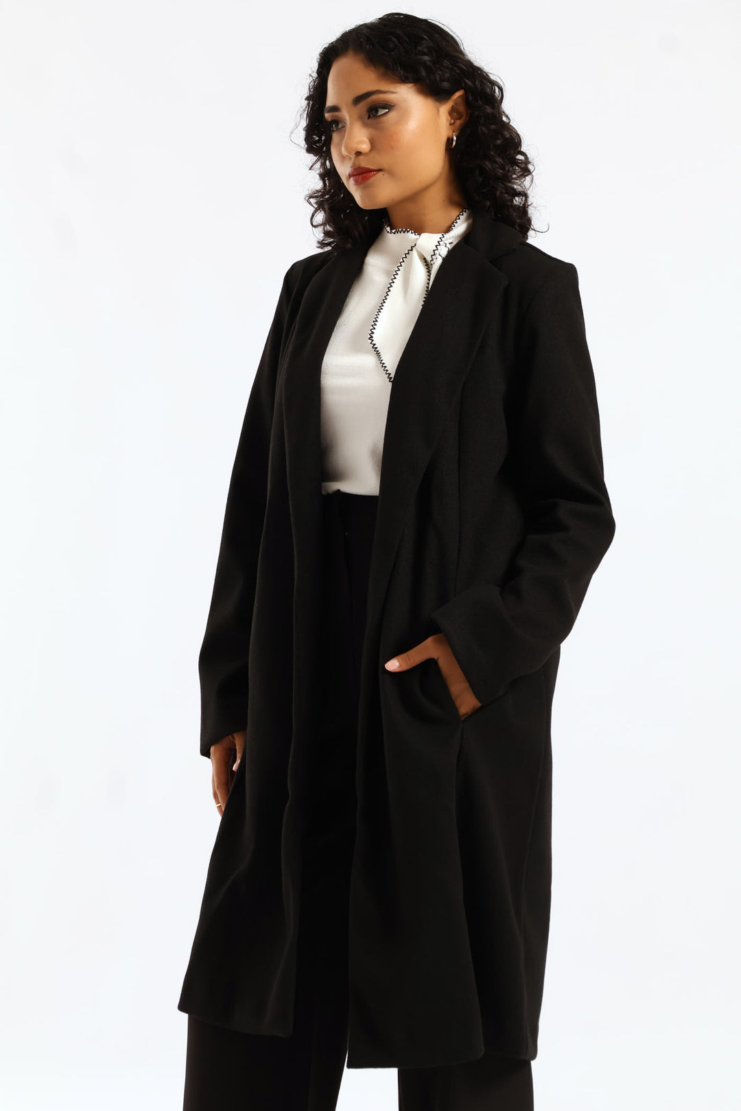 Basic Panelled Pocket Coat - Black