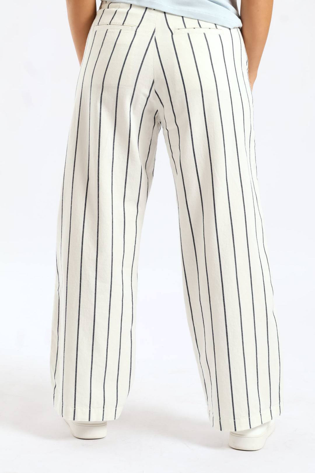Sarah Striped Wide Leg Chino Pants - Off White