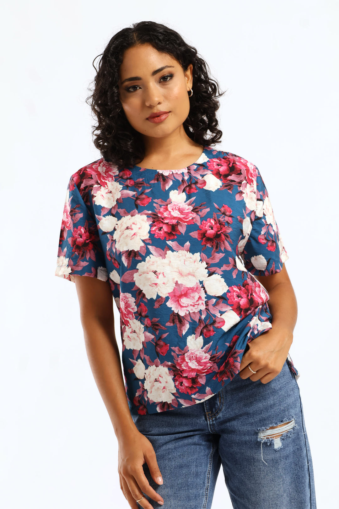 Short Sleeve Shell Print Tee - Navy