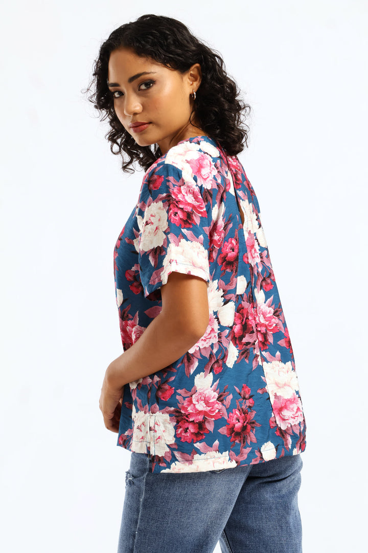 Short Sleeve Shell Print Tee - Navy