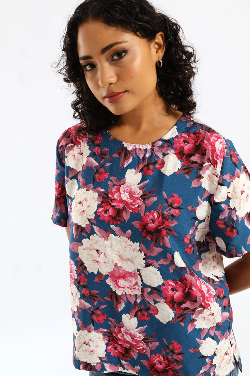 Short Sleeve Shell Print Tee - Navy