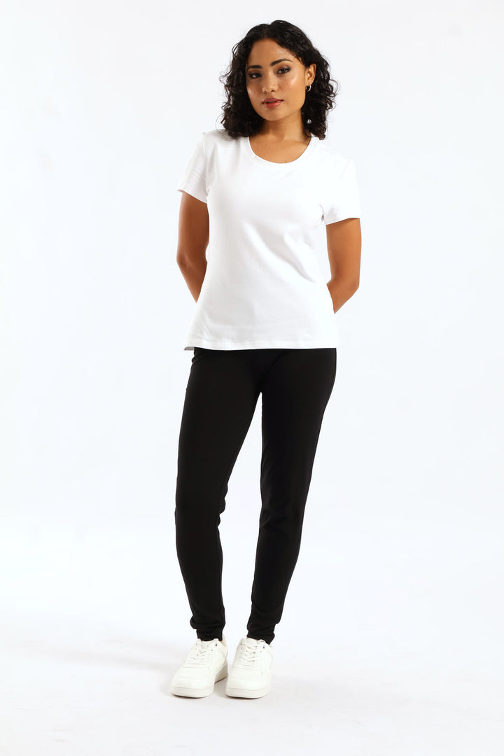 Wide Waistband Basic Legging - Black