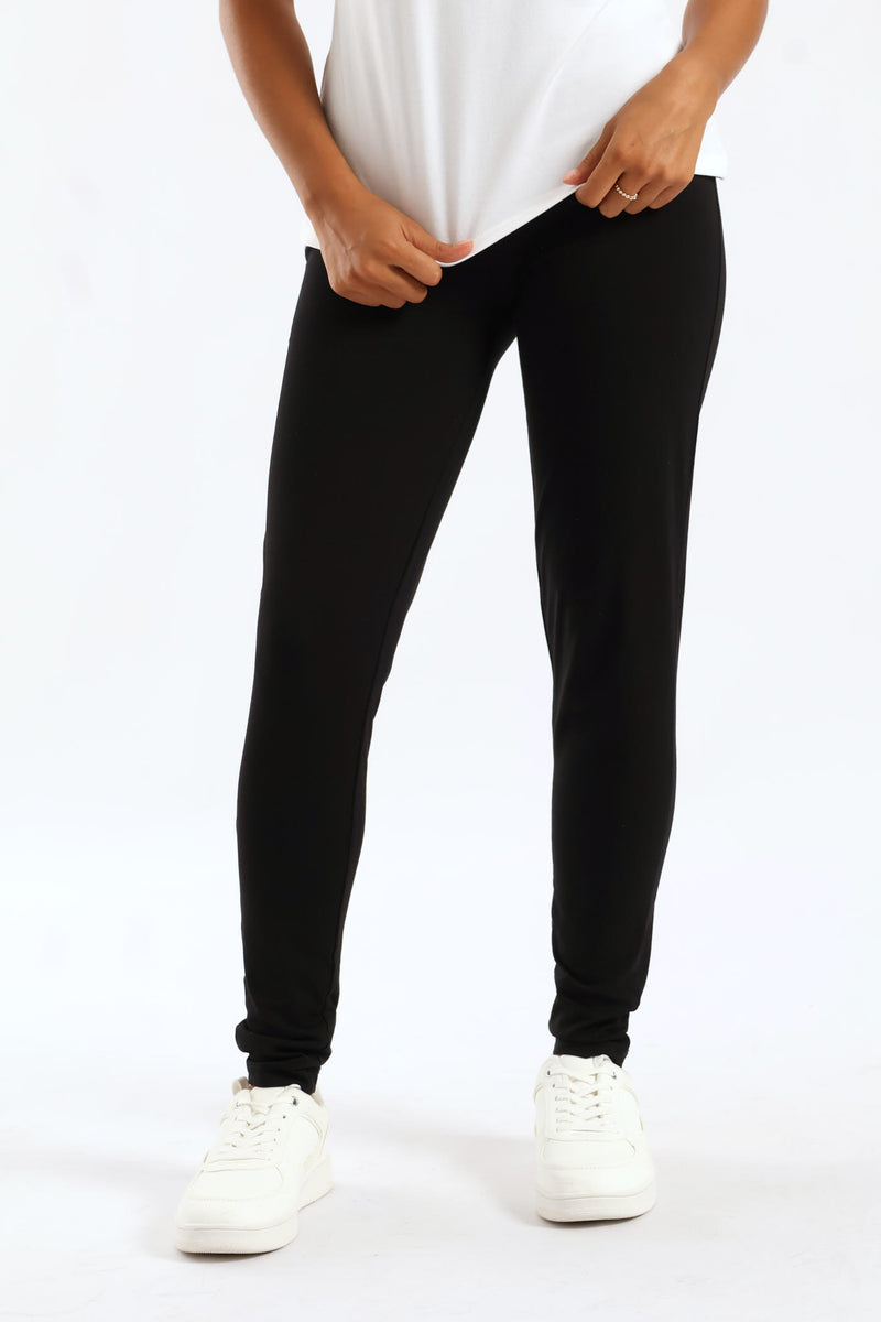 Wide Waistband Basic Legging - Black