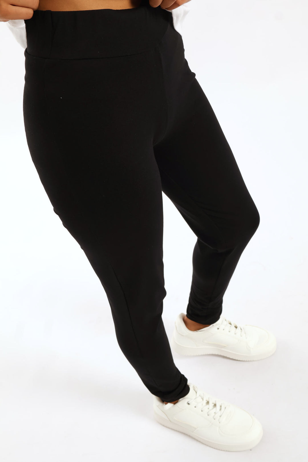 Wide Waistband Basic Legging - Black