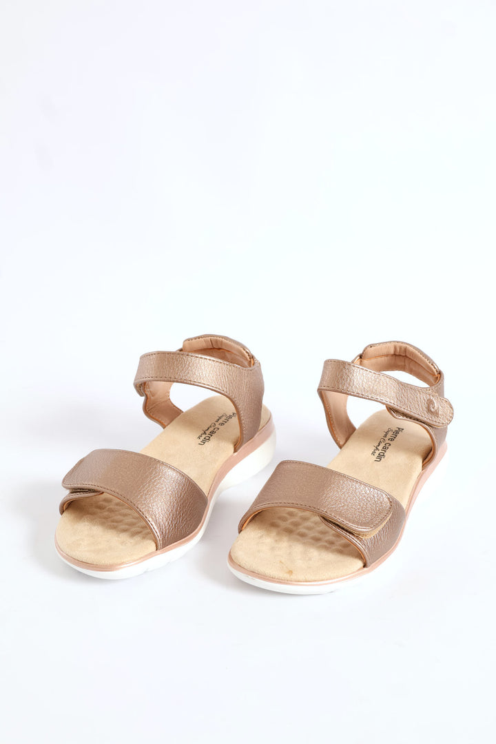 Double Strap Metallic Sandal - Bronze