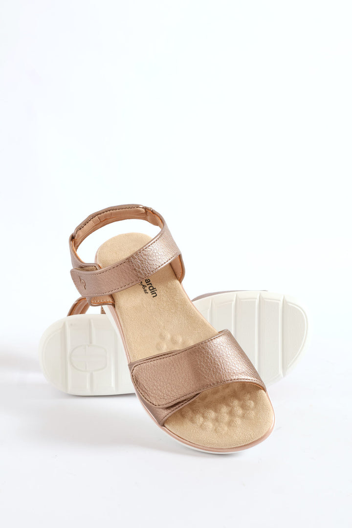 Double Strap Metallic Sandal - Bronze