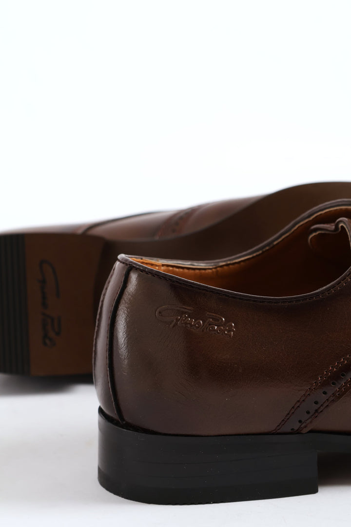 Brogue Wing Cap Derby Shoe - Brown