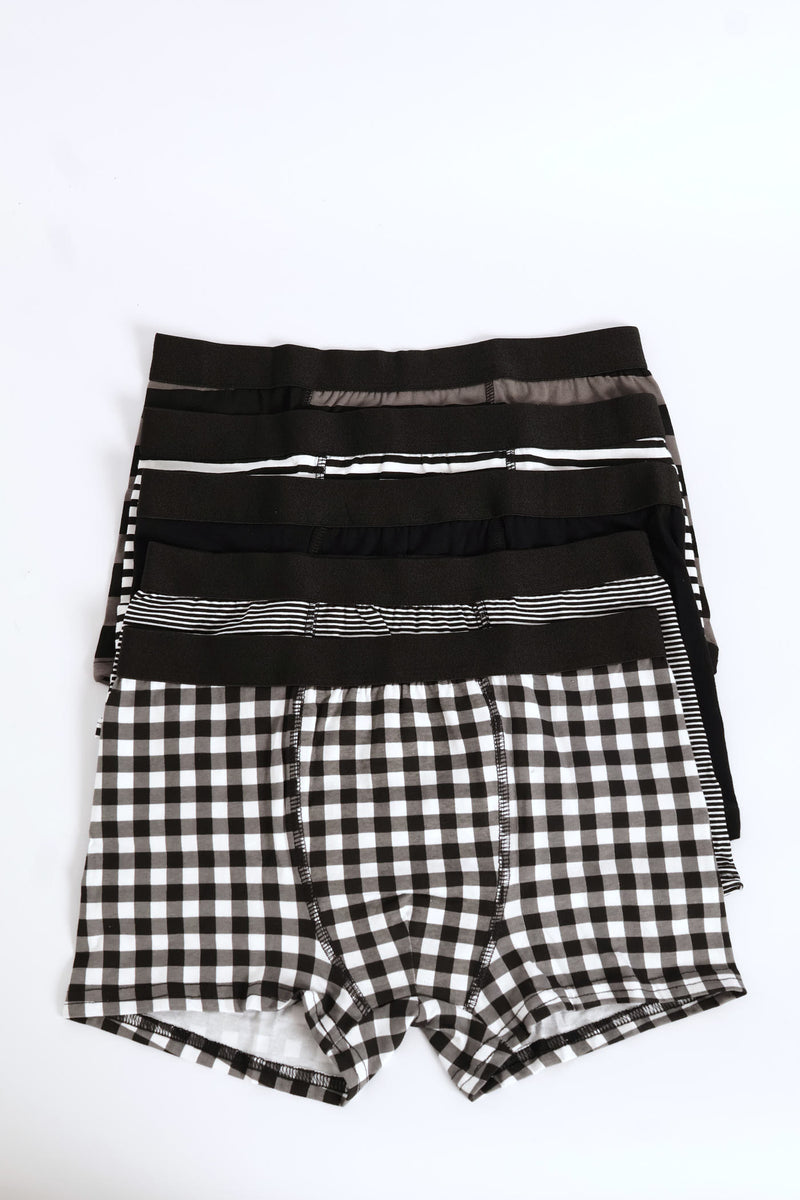 Boys 5 Pack Printed Boxers - Black