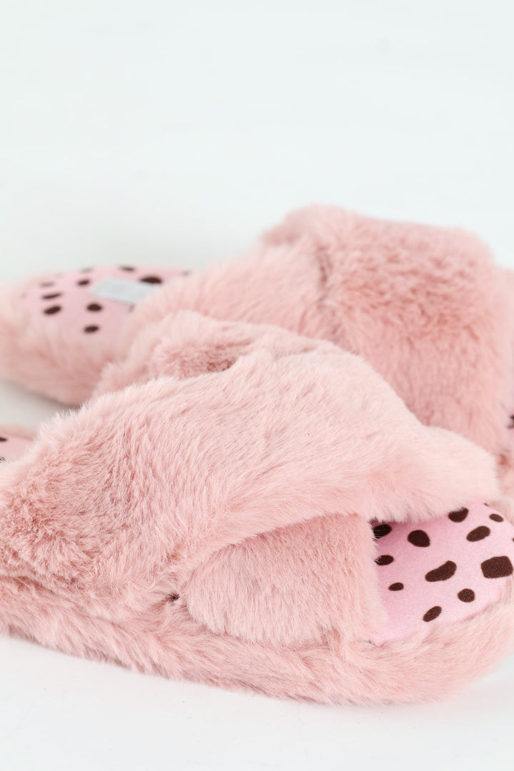 Girls Leopard Open Toe Slipper - Pink
