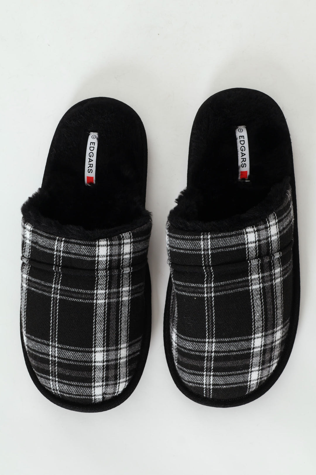 Check Upper Open Back Slipper - Black