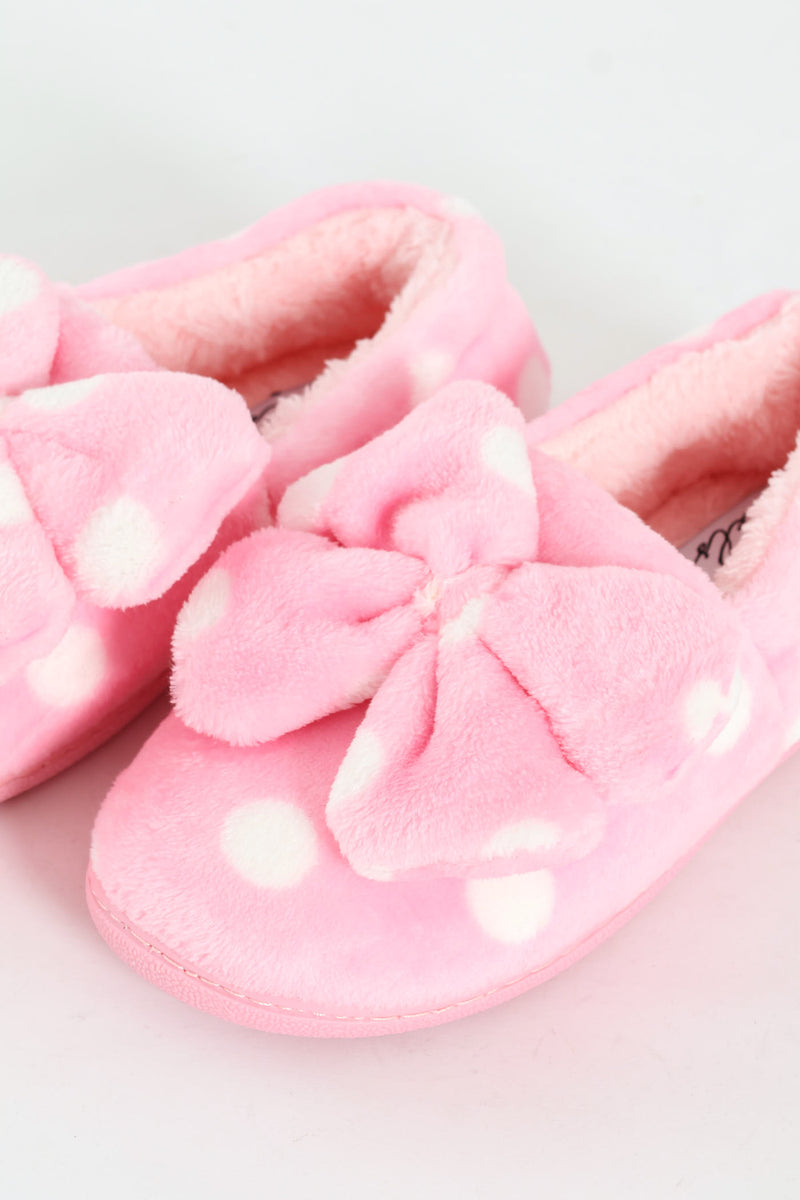 Full Closed Polka Dot Slipper - Pink