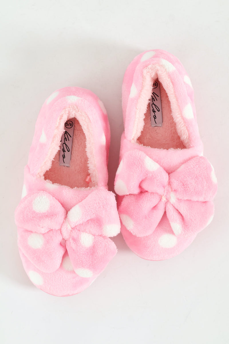 Full Closed Polka Dot Slipper - Pink