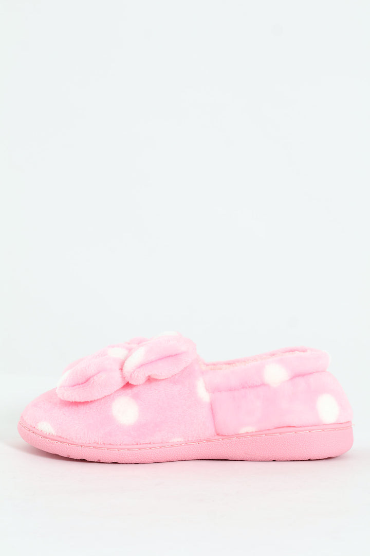 Full Closed Polka Dot Slipper - Pink