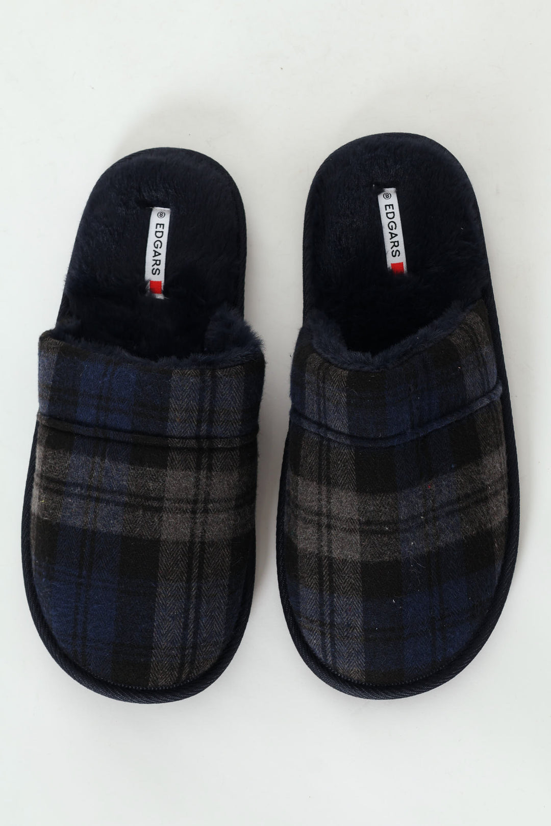 Check Upper Open Back Slipper - Navy