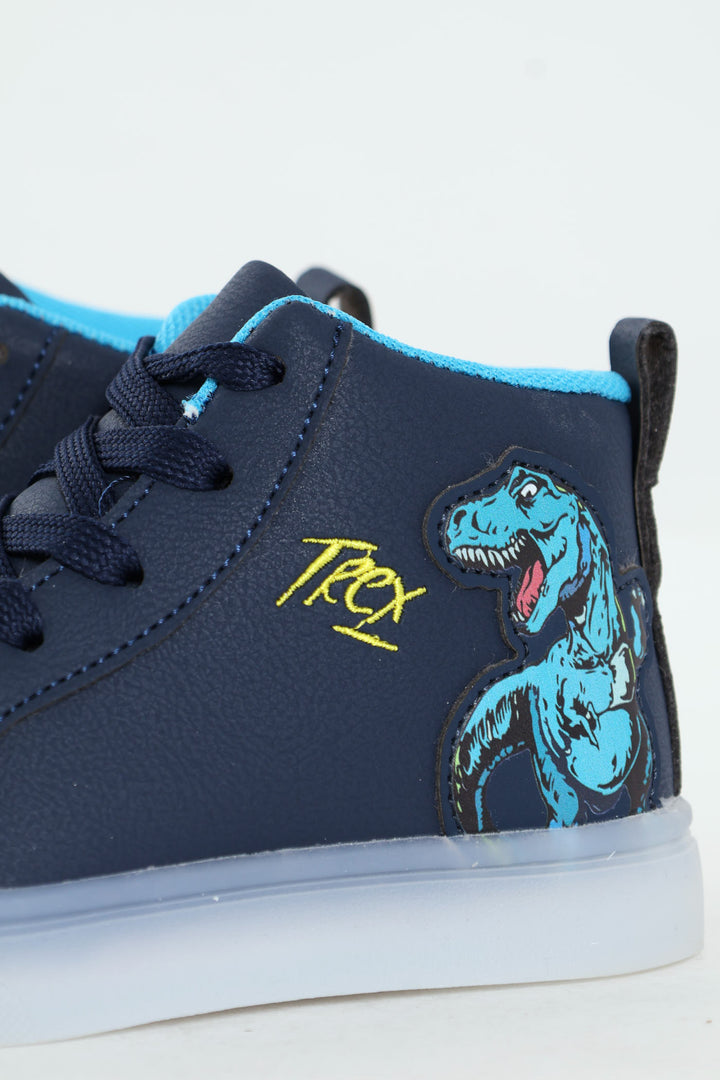 Pre-Boys Dino Light-Up High-Top Sneaker - Navy