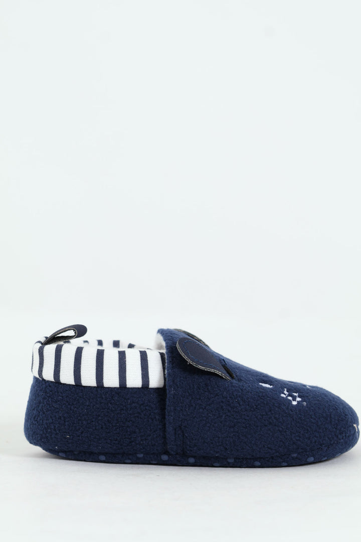 Baby Boys Stripe Colourblock Slipper - Navy