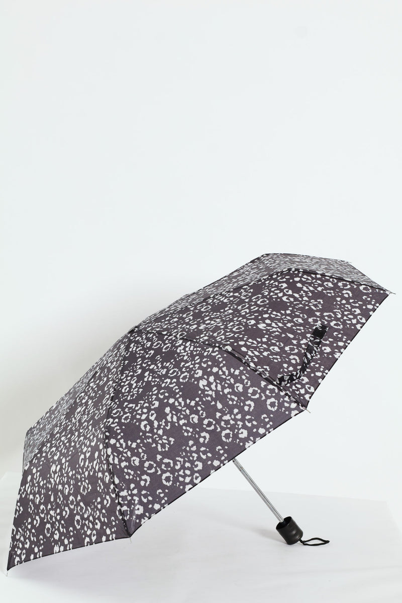 Petal Printed Umbrella - Black/White