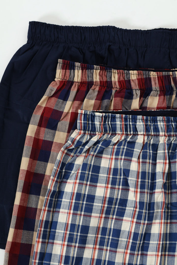 3 Pack Value Woven Boxer - Red/Blue