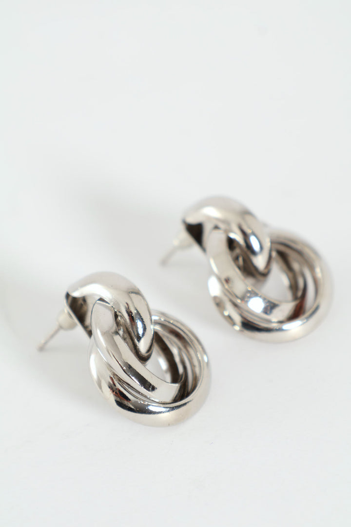 Twisted Knot Earring - Silver