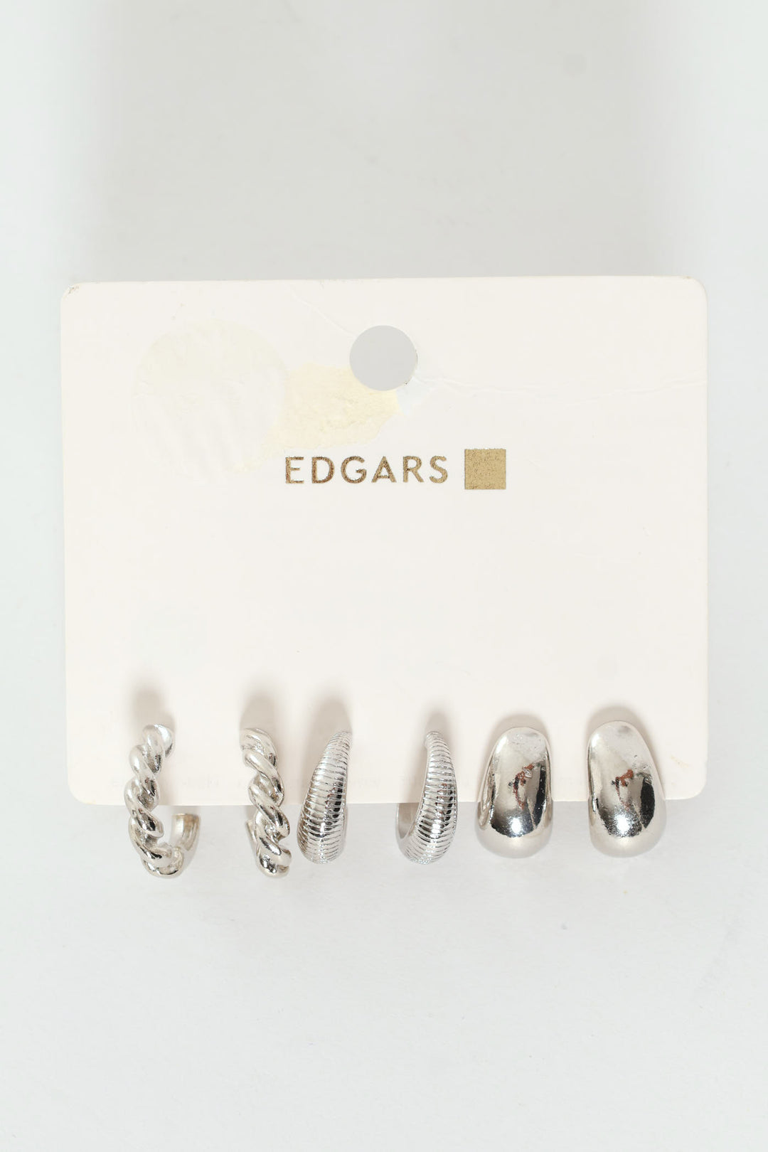 3 Pack Small Bubble Twisted Hoops - Silver
