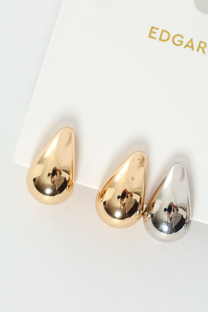 2 Pack Gold & Silver Drop Stud Earrings