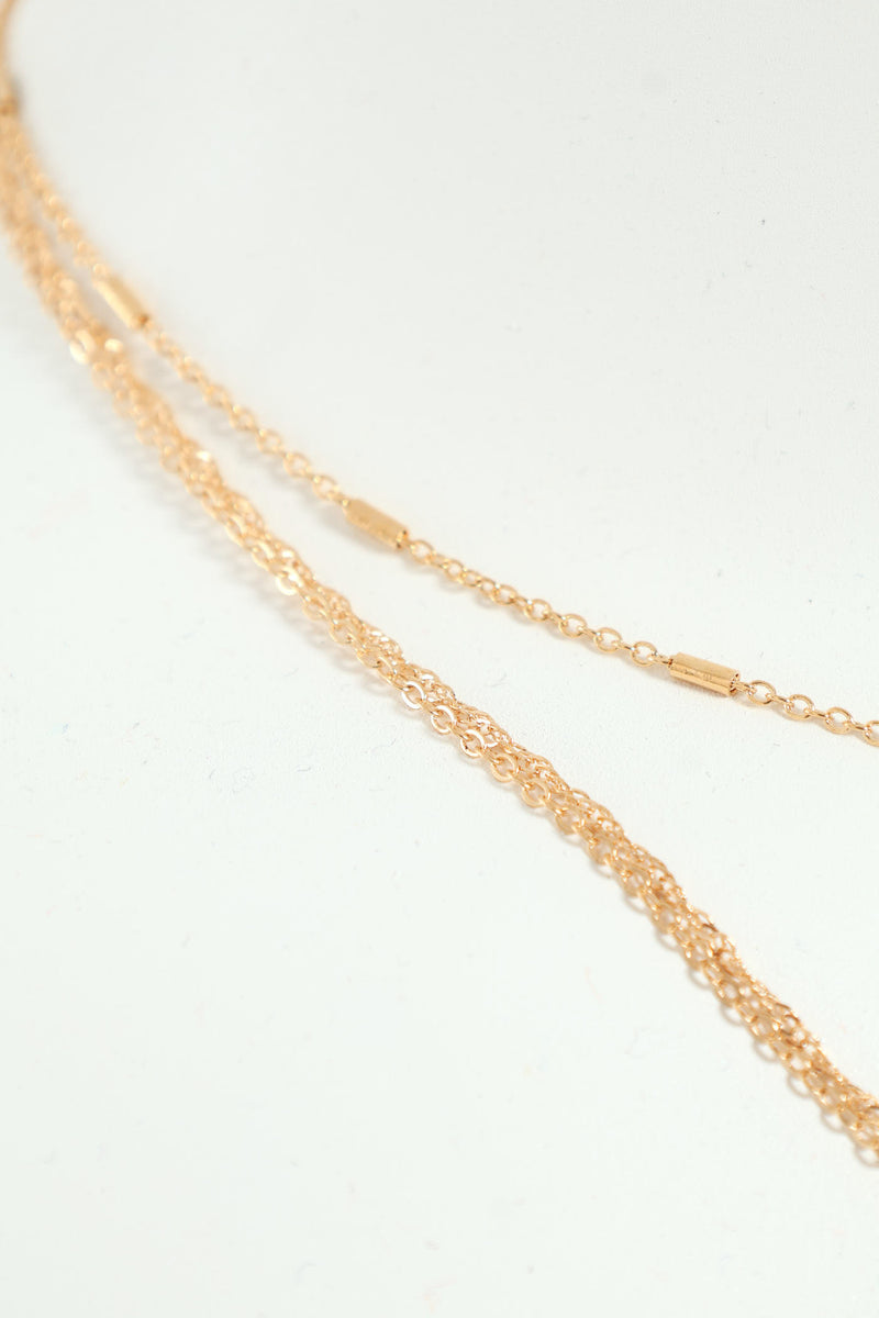 3 Layer Faux Pearl Pendant Necklace - Gold