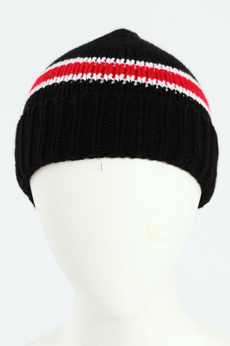 Boys Stripe Knit Beanie - Black
