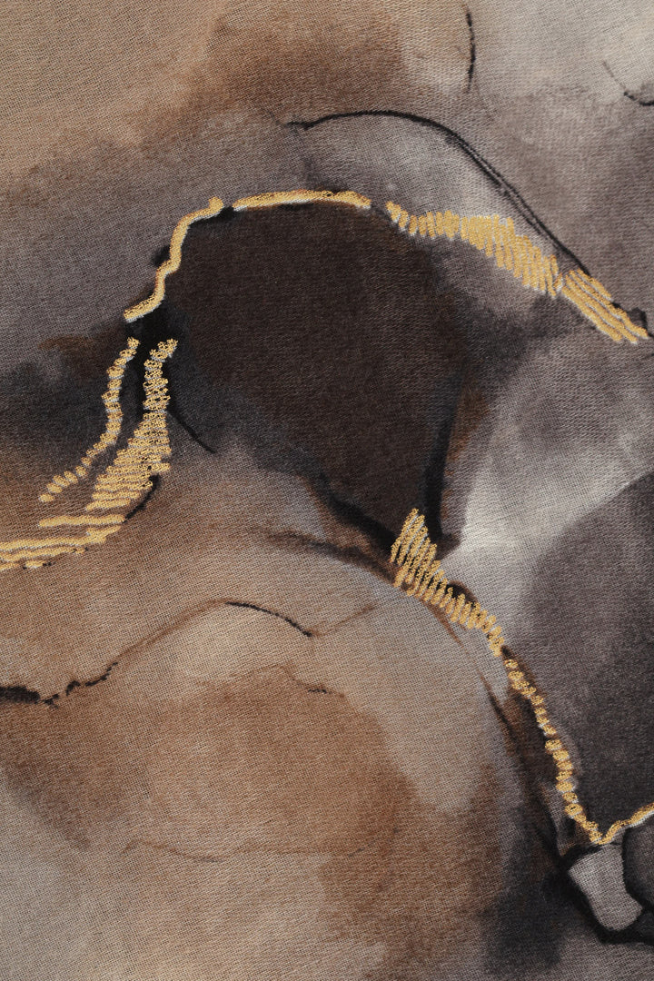 Watercolour Gold Foil Scarf - Grey