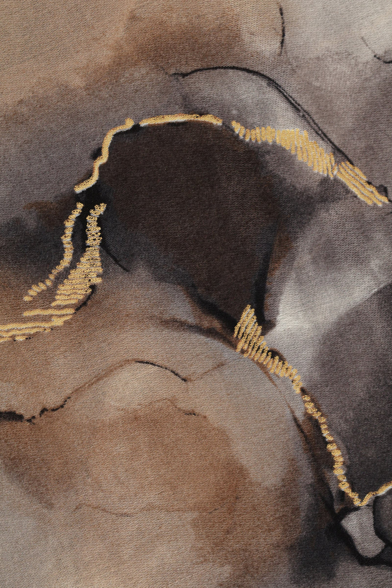 Watercolour Gold Foil Scarf - Grey