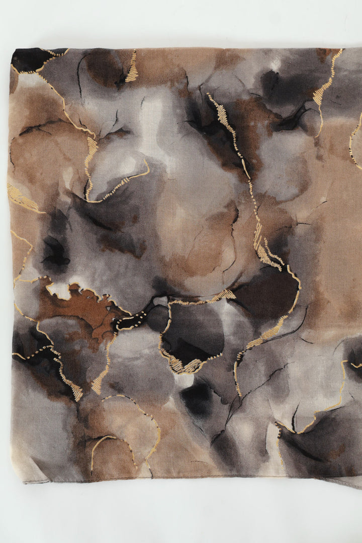 Watercolour Gold Foil Scarf - Grey
