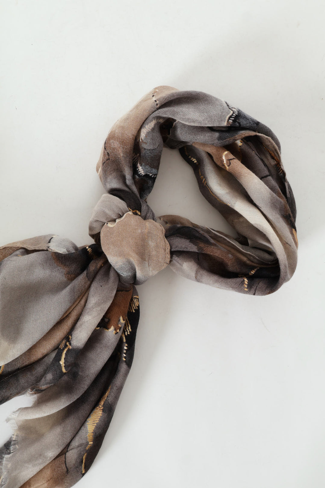 Watercolour Gold Foil Scarf - Grey
