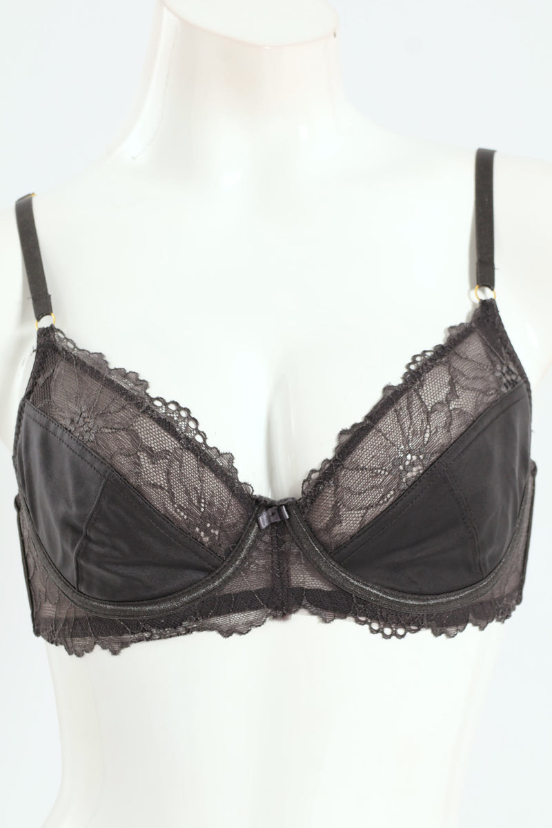 2 Pack Lace & Shiny Microfibre Balconette Bra - Dusty Rose/Graystone