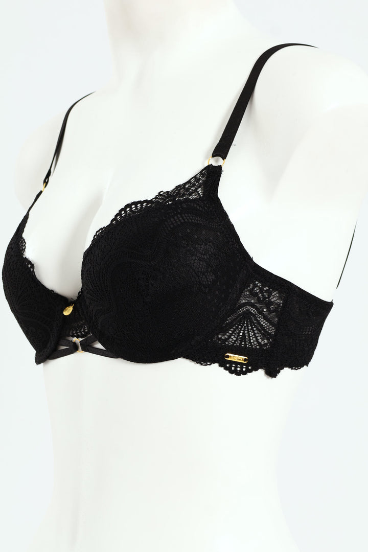 Lace Push Up Bra - Black