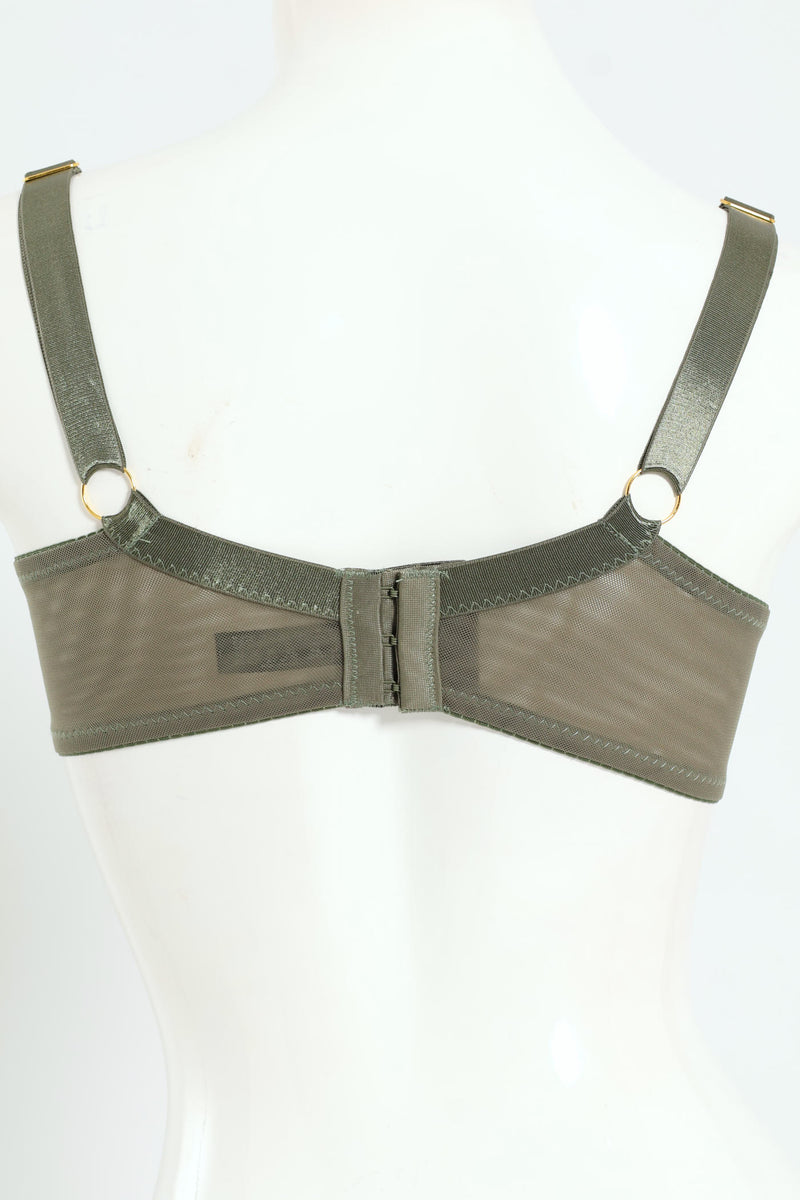 Embroidery & Shiny Microfibre Bra - Sage