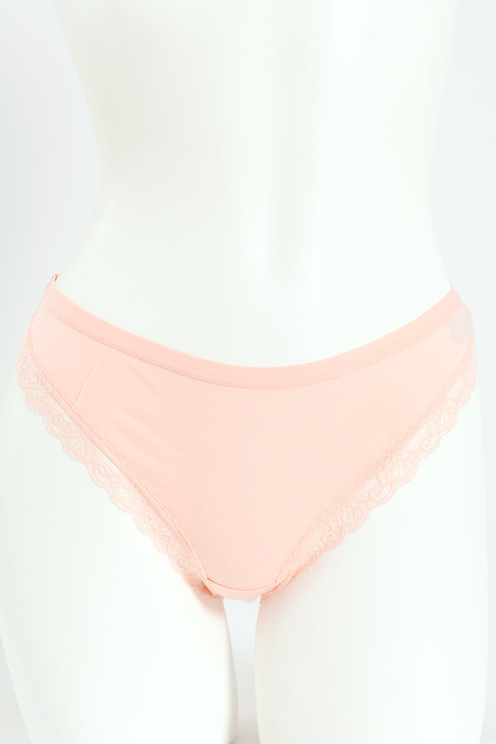 3 Pack Cotton Stretch Brazillian Panties - Burgundy/Light Pink/Coral