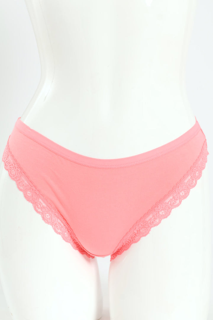 3 Pack Cotton Stretch Brazillian Panties - Burgundy/Light Pink/Coral