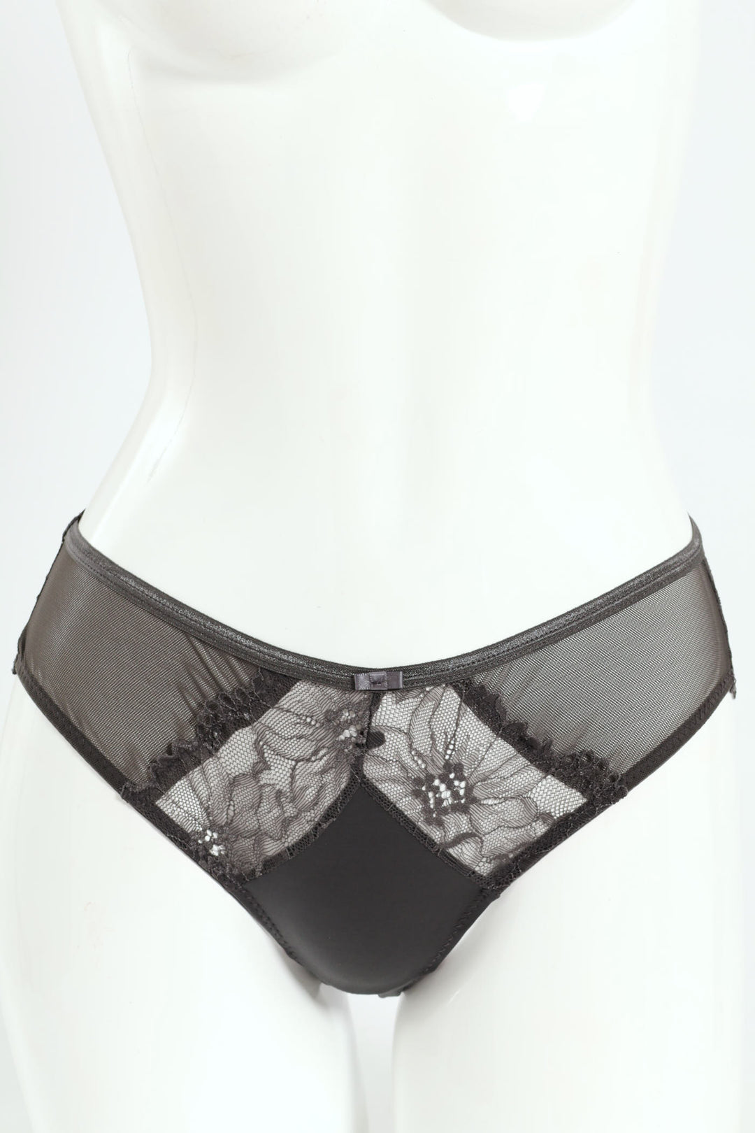 2 Pack Lace & Shiny Microfibre Bikini Panties - Dusty Rose/Graystone