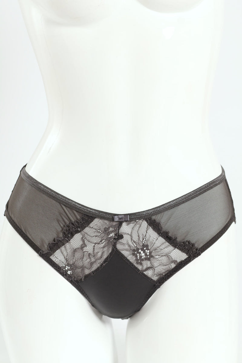 2 Pack Lace & Shiny Microfibre Bikini Panties - Dusty Rose/Graystone