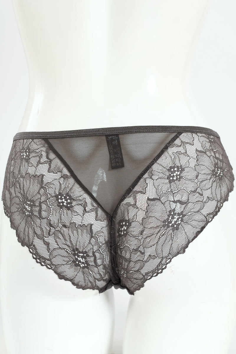 2 Pack Lace & Shiny Microfibre Bikini Panties - Dusty Rose/Graystone