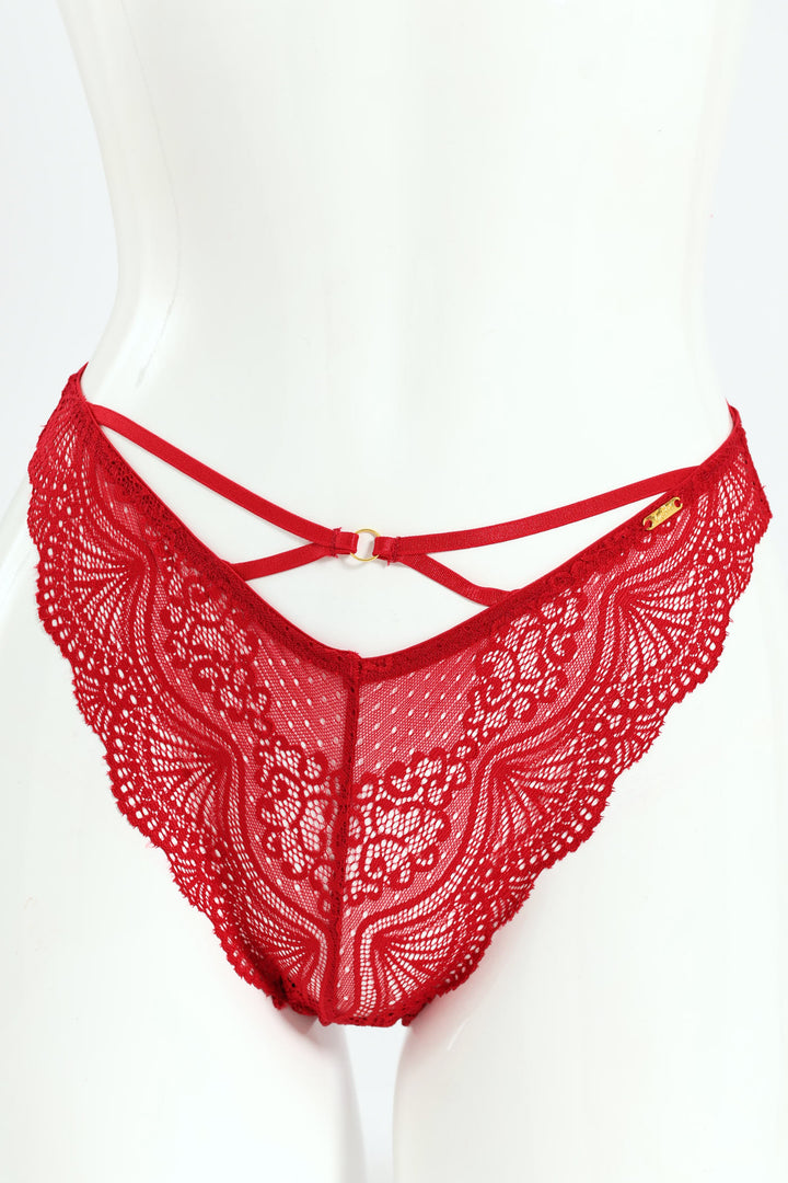 Lace Brazilian Panty - Red