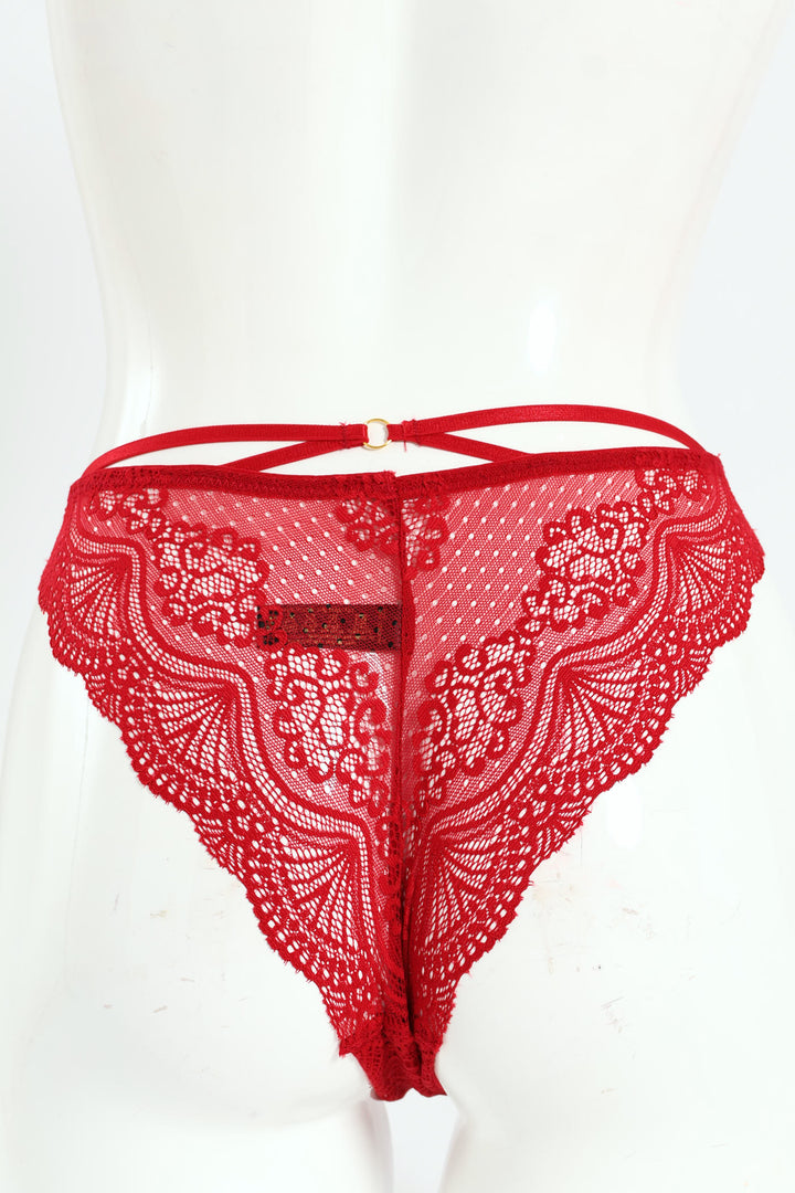 Lace Brazilian Panty - Red