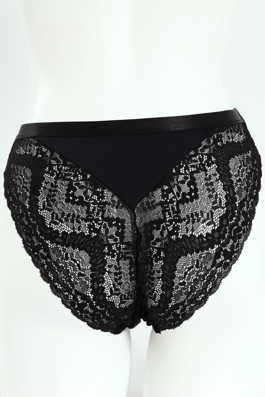 Microfibre & Lace Hi Cut Panty - Black